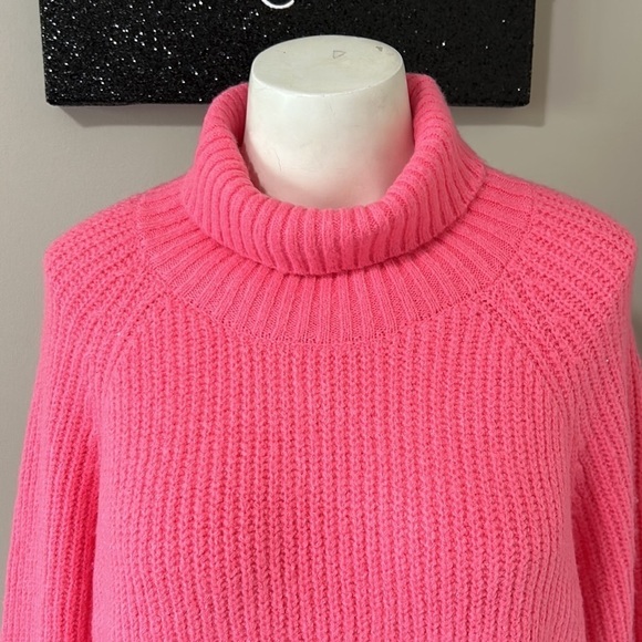 Anthropologie Flat White New York Pink Turtleneck Ribbed Sweater Sz M - Picture 2 of 11
